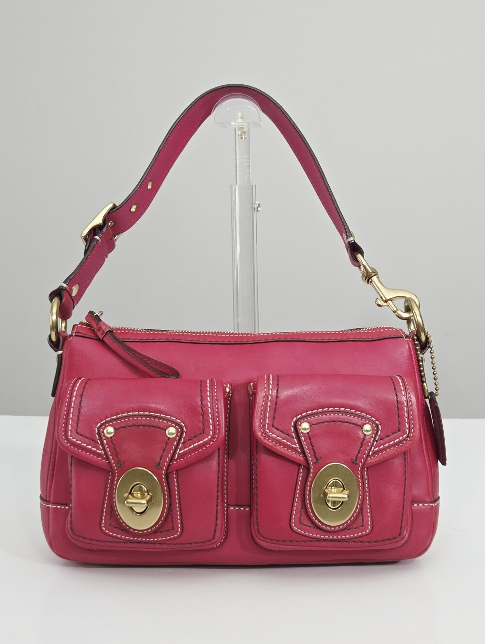 EXCELLENT COACH 65TH ANNIVERSARY LEGACY DOUBLE TURNLOCK BAG - RASPBERRY